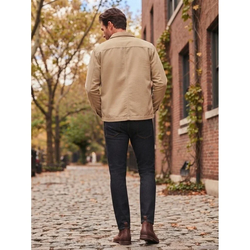 J.Crew Men's Canvas Chore Shirt Jacket Tan Lined Size XL 60587 Utility Field